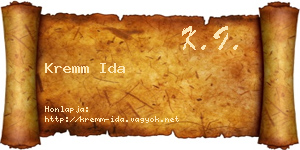 Kremm Ida névjegykártya
